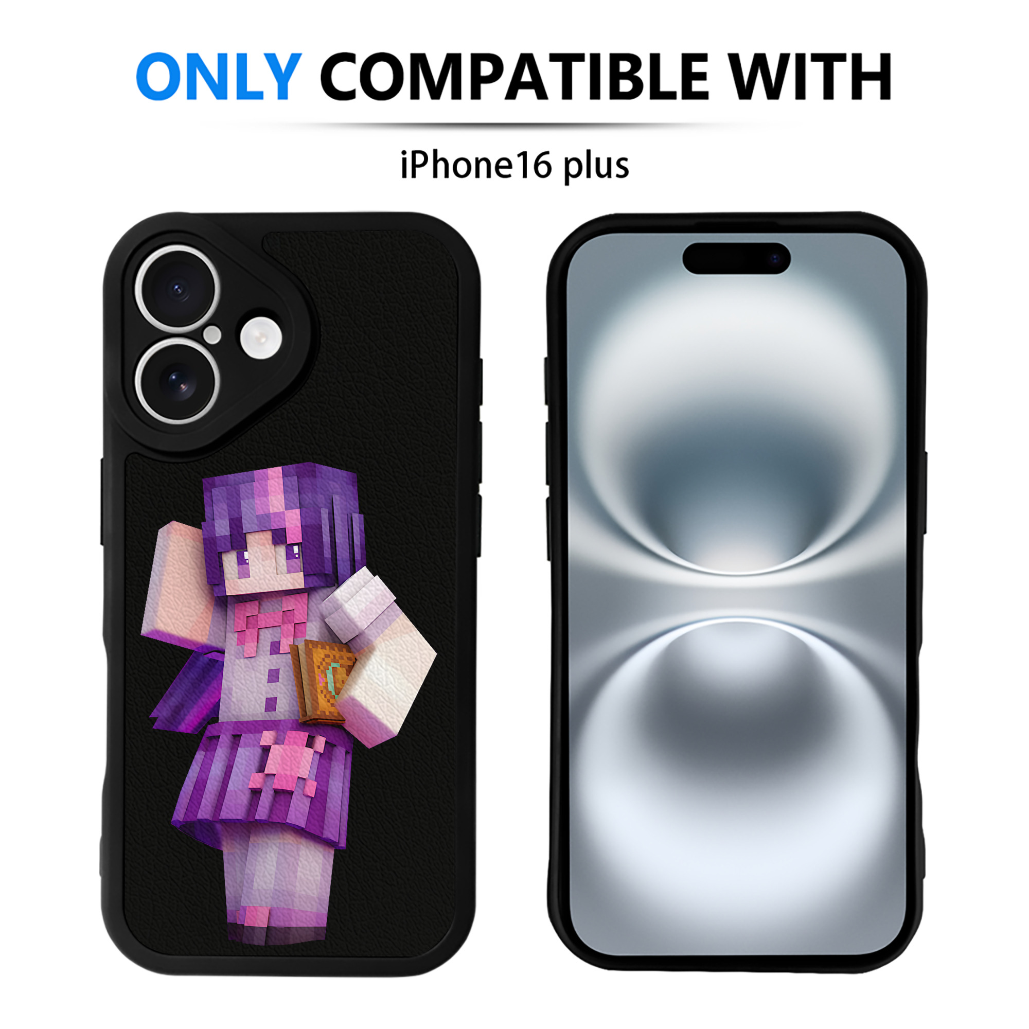 （画像用） マインクラフト ブロックの世界 Minecraft MC Block world 【iPhone 16シリーズ対応】シリコンスマホケース（レザー調） 材質：シリコン